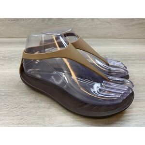 Crocs Sexi Flip Women's 5 Sandals Espresso Tan T-Strap Jelly Flip Flop Shoes